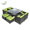 cube rattan kuruka pamwe nealuminium chimiro chekudyira set